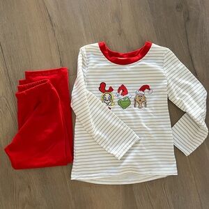 Like New Boys Appliqué Grinch Christmas Top & Bottom